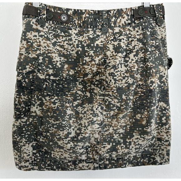 Camo Mini Skirt Utility Cargo Sz 8 Pockets Tan & Green Telluride Clothing Co - Picture 4 of 7